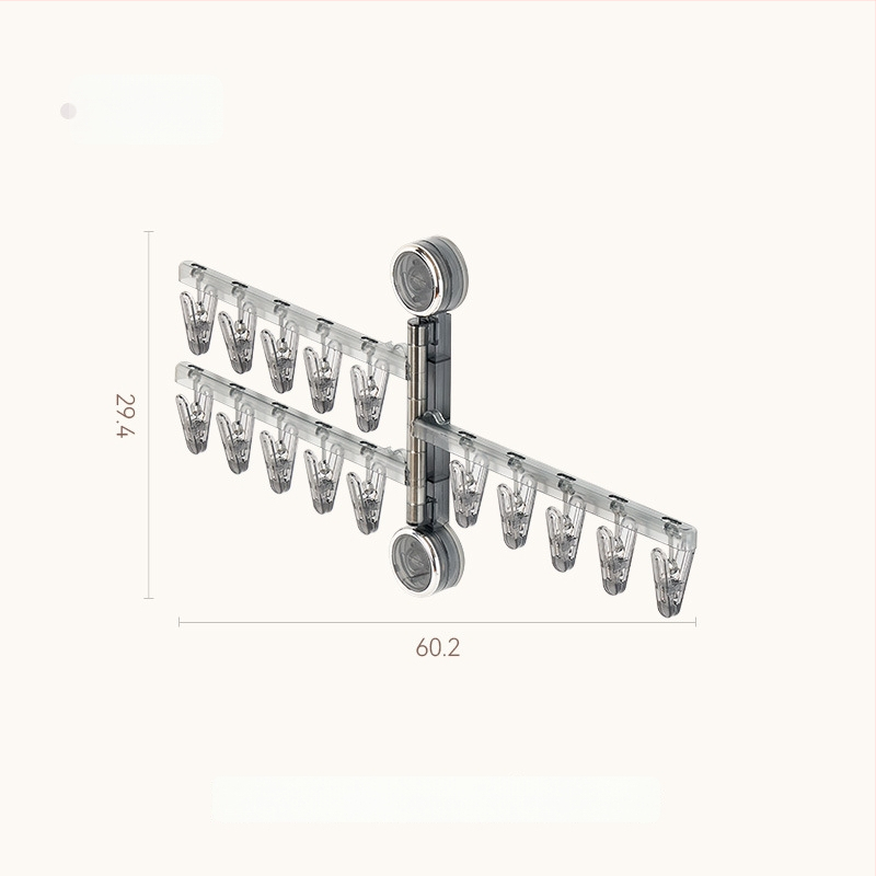 Egarda Κλιπ στέγνωσης με βεντούζα – τοίχος, αναδιπλόμενο, 20 πλαστικά κλιπ, για εσώρουχα, κάλτσες, πουκάμισα