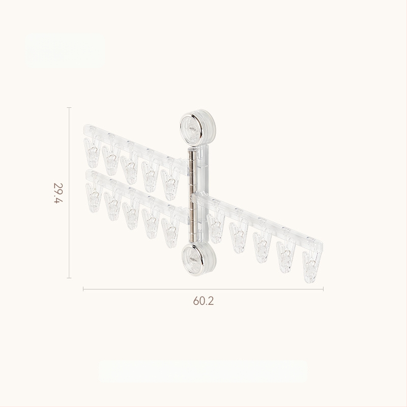 Egarda Κλιπ στέγνωσης με βεντούζα – τοίχος, αναδιπλόμενο, 20 πλαστικά κλιπ, για εσώρουχα, κάλτσες, πουκάμισα