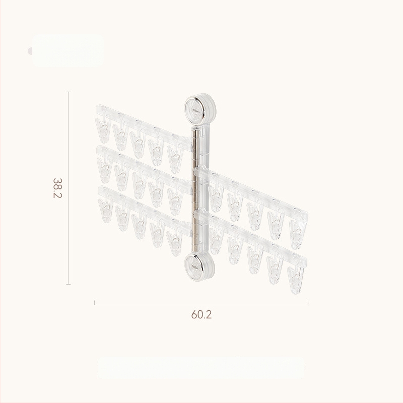 Egarda Κλιπ στέγνωσης με βεντούζα – τοίχος, αναδιπλόμενο, 20 πλαστικά κλιπ, για εσώρουχα, κάλτσες, πουκάμισα