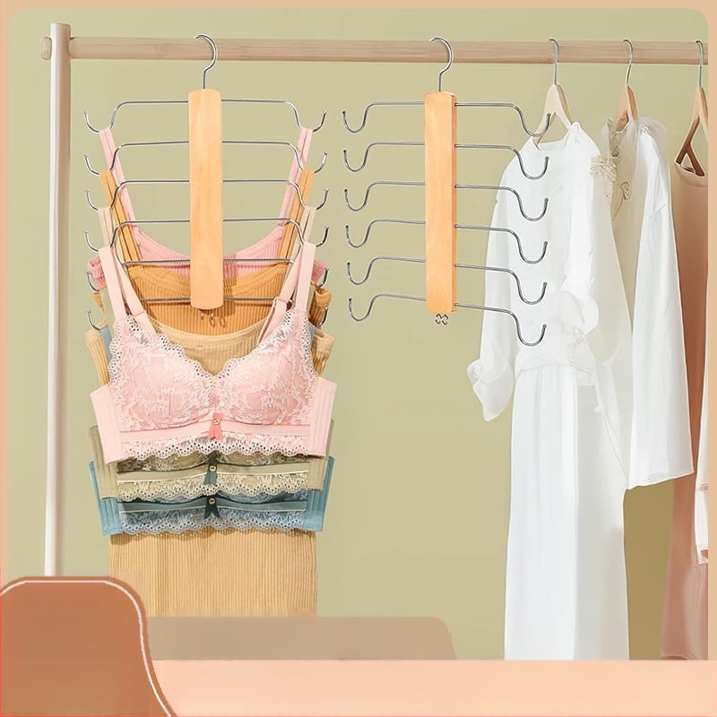 Ξύλινος πολυλειτουργικός κρεμάστρα αποθήκευσης με διακριτική κρεμάστρα για εσώρουχα και φορέματα — Xinchen, μοντέρνο μινιμαλιστικό στυλ; Κατάλληλο για κρεμάστρες ρούχων, παντελονιών και κρεμάστρες γραβάτας