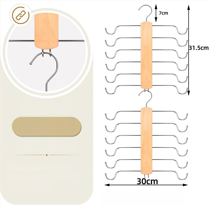 Ξύλινος πολυλειτουργικός κρεμάστρα αποθήκευσης με διακριτική κρεμάστρα για εσώρουχα και φορέματα — Xinchen, μοντέρνο μινιμαλιστικό στυλ; Κατάλληλο για κρεμάστρες ρούχων, παντελονιών και κρεμάστρες γραβάτας