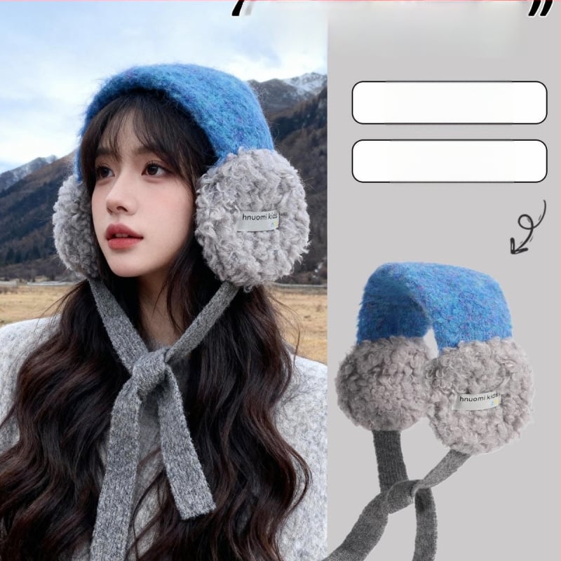 Κορεατικού στυλ plush Lace-Up earmuffs για γυναίκες και άνδρες – πλεκτές κουκούλες για τα αυτιά, ζεστασιά το χειμώνα
