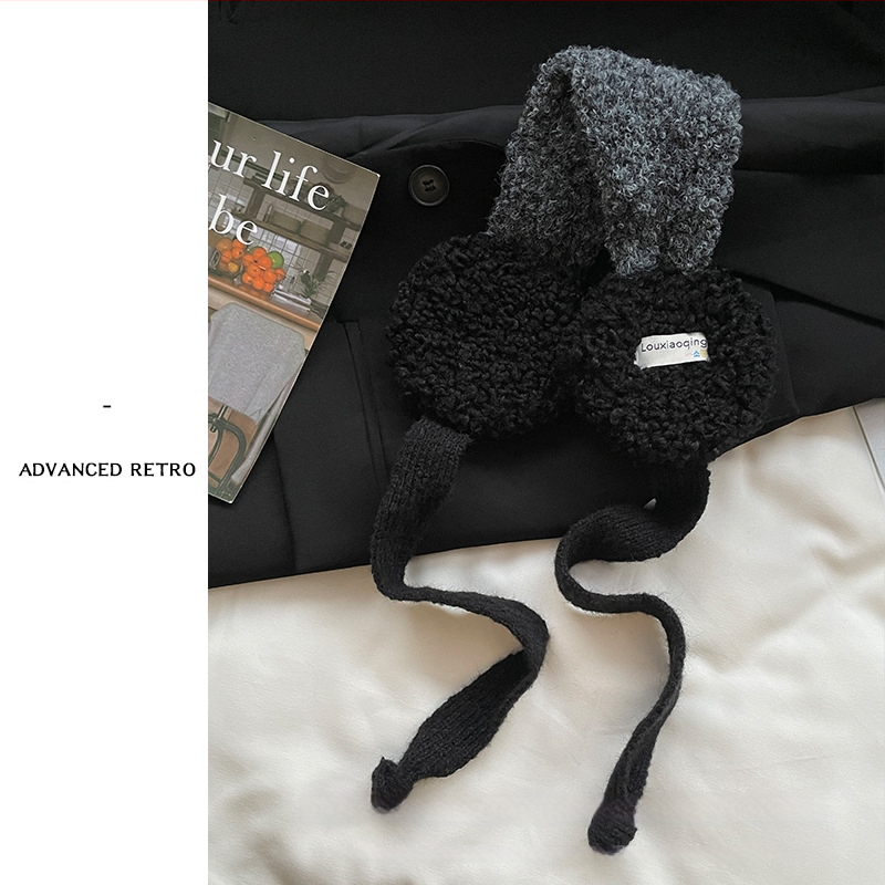 Κορεατικού στυλ plush Lace-Up earmuffs για γυναίκες και άνδρες – πλεκτές κουκούλες για τα αυτιά, ζεστασιά το χειμώνα