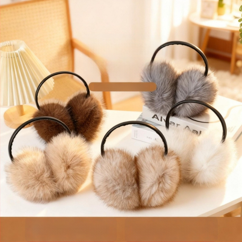 Αφράτα ακουστικά αυτιών από γούνα για ζεστασιά, unisex ενήλικες, φθινοπωρο-χειμώνας, κατάλληλα για ποδηλασία