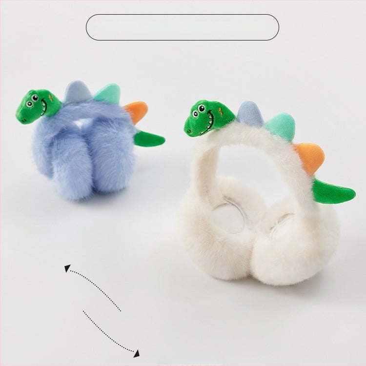 Παιδικά προστατευτικά για τα αυτιά από plush με σχέδιο δεινοσαύρου, για χειμώνα, αναδιπλόμενα, unisex