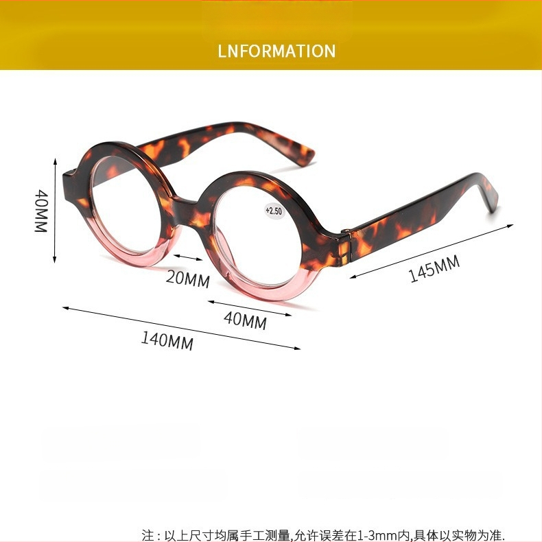 Γυαλιά ανάγνωσης για ηλικιωμένους, με στρογγυλό πλαίσιο, πλήρες πλαίσιο, φακοί AC, πλαίσιο PC