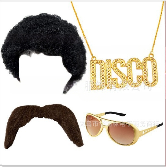 Перука реквизит за диско косплей, 70-те години, пластмаса, полу ръчна и полу-механична изработка