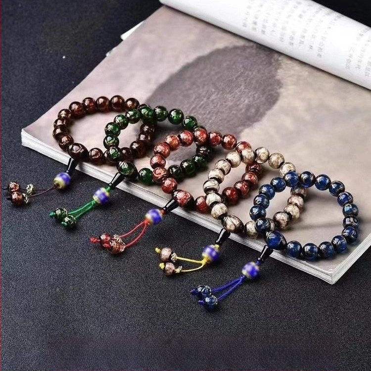 Гривна от глазирано стъкло, дворцов стил, унисекс, ръчна изработка, геометричен дизайн