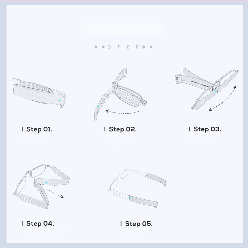 Γυαλιά ανάγνωσης με αντι-μπλε φως, πτυσσόμενα γύρω από τον λαιμό, εξαιρετικά ελαφριά μεταλλική κατασκευή, φακοί HD