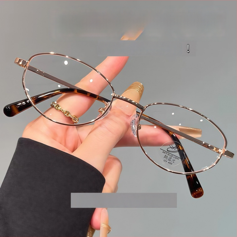 Γυαλιά ανάγνωσης με μεταλλικό σκελετό, οβάλ σχήματος, πολυκαρβονικοί φακοί, προστασία από μπλε φως, στυλ βιντάζ