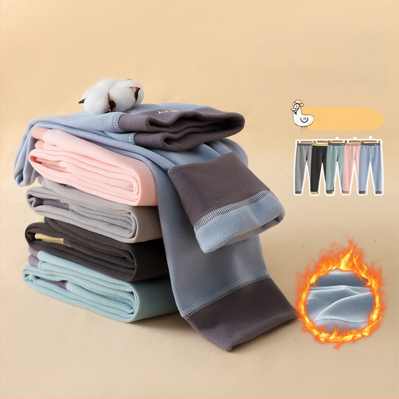 Bērnu termālās bikses pavasarim un rudens sezonai, universālas, Derong audums, 85,8% poliesteris, vidēja augstuma josta, elastīga josta, bez starpsienas atvēruma, piemērots 3–8 gadu vecumam