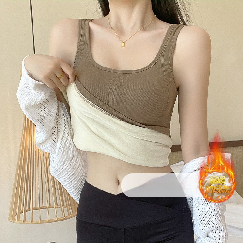 Термична жилетка с подплата от флис, нейлонова материя, U-образно деколте, двуслойна конструкция, вградени подплънки за гърди