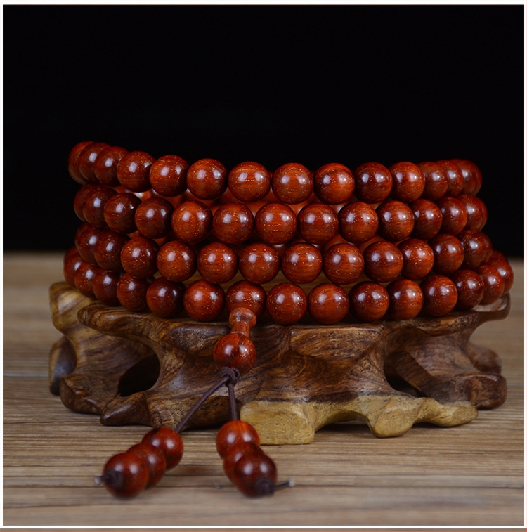 Будистка гривна Blood Sandalwood, 108 мъниста, етнически стил, унисекс, полирана