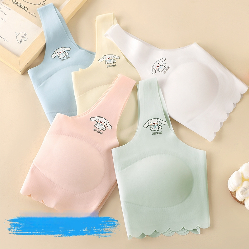 Безшевни потници за момичета на възраст 12–15 г, стил жилетка, ледена коприна нейлон с подплата от нейлон, чашки без модел и фиксирани двойни презрамки