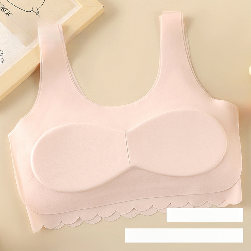 Безшевни потници за момичета на възраст 12–15 г, стил жилетка, ледена коприна нейлон с подплата от нейлон, чашки без модел и фиксирани двойни презрамки