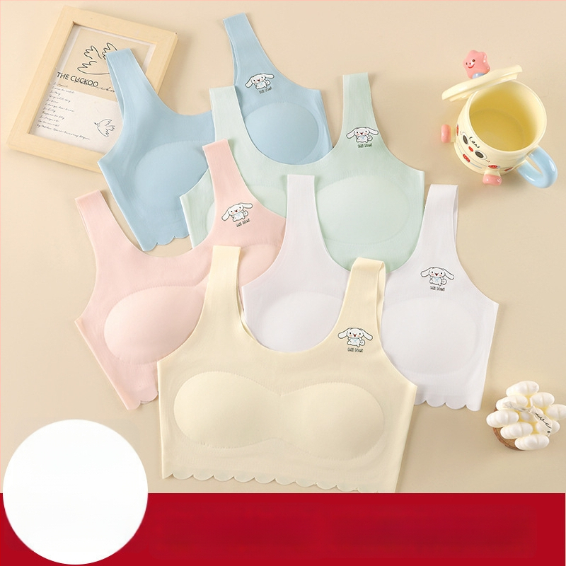 Безшевни потници за момичета на възраст 12–15 г, стил жилетка, ледена коприна нейлон с подплата от нейлон, чашки без модел и фиксирани двойни презрамки