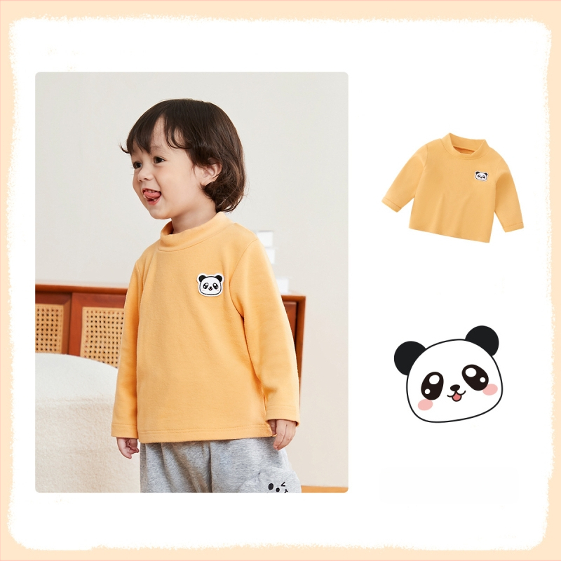 Памучна бебешка базова блуза с дълги ръкави, унисекс, за деца 1-3 г, 80-100 см, топло вътрешно облекло за пролет-есен, 95% памук