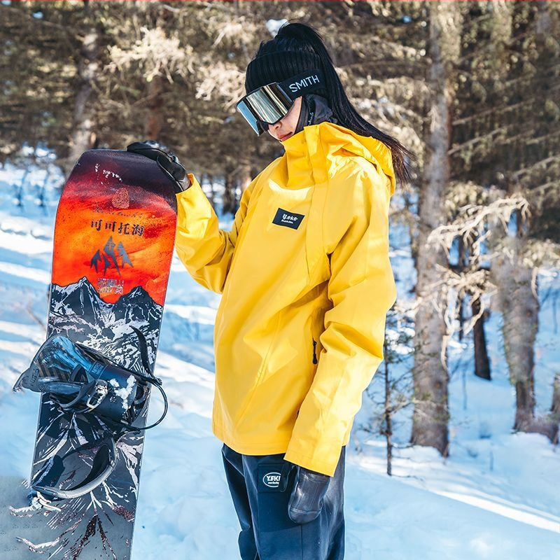 Unisex μπουφάν σκι με ψηλό γιακά και κουκούλα, διαπνέον, αδιάβροχο και αντιανεμικό, γέμισμα πολυεστέρα