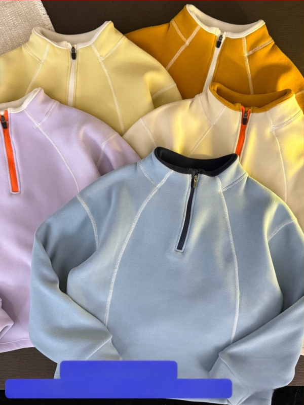 Top sport pentru copii pentru activități în aer liber, cu guler înalt și fermoar parțial; material care se usucă rapid, respirabil, evacuare a umezelii; unisex; 7–12 ani; primăvară și toamnă