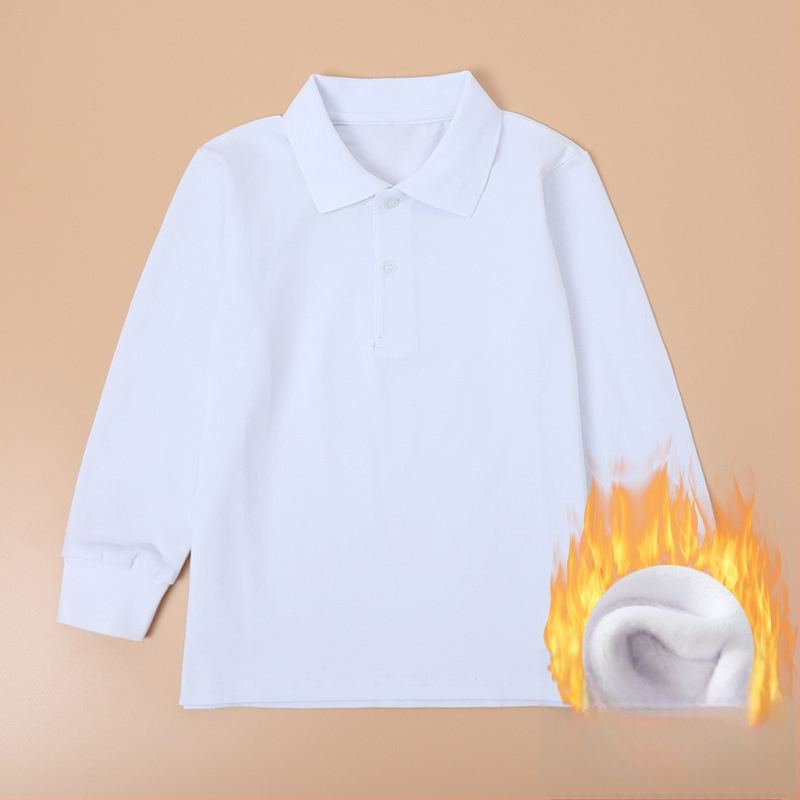Поло риза за училищна униформа, унисекс, дълъг ръкав, памучна тъкан, пролет и есен
