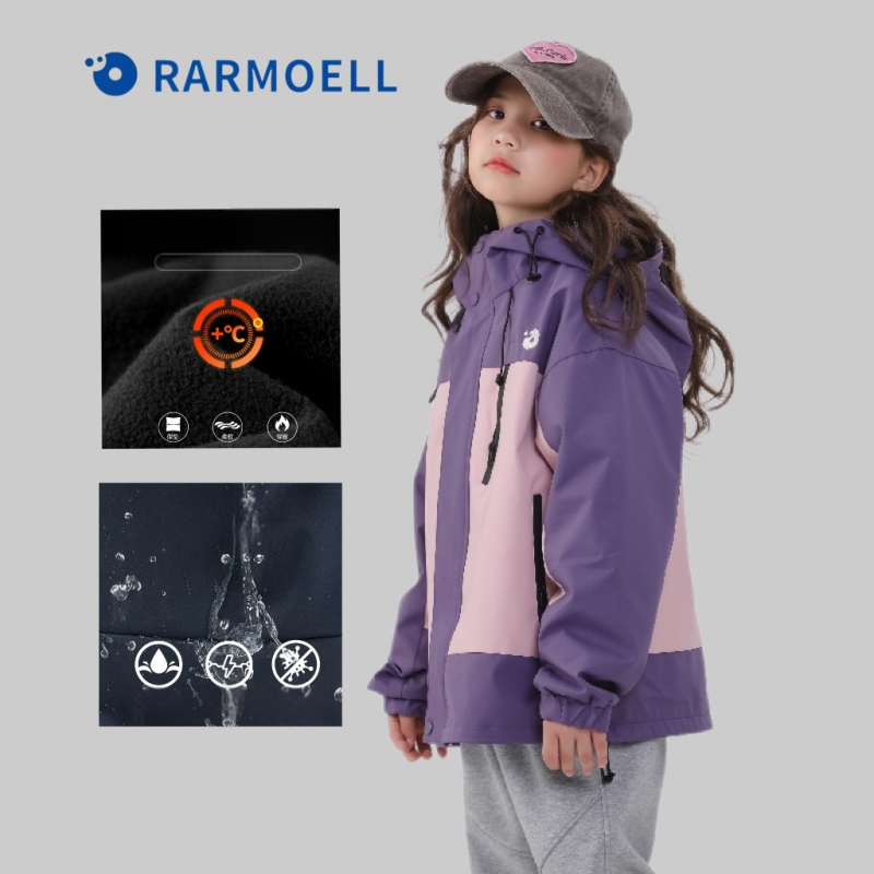 Bērnu ziemas jaka trīs vienā ar noņemamu flīsa odere, ūdensizturīga 1000 mm, elpojoša, pretvēja, ar kapuci