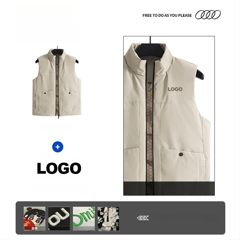 Radna vest Corduroy pamuka s prugastim uzorkom, stojeći ovratnik, dvostruko kopčanje, bočni džepovi