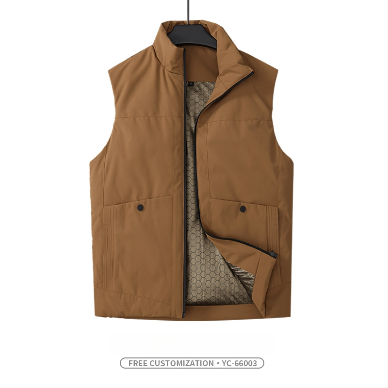 Radna vest Corduroy pamuka s prugastim uzorkom, stojeći ovratnik, dvostruko kopčanje, bočni džepovi