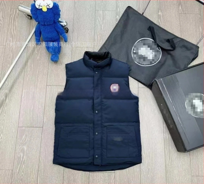 Férfi vastag töltésű pehely-pamut mellény, laza szabás, téli meleg, kapucni nélküli, acetát anyag