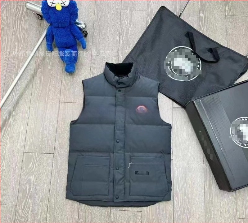 Férfi vastag töltésű pehely-pamut mellény, laza szabás, téli meleg, kapucni nélküli, acetát anyag