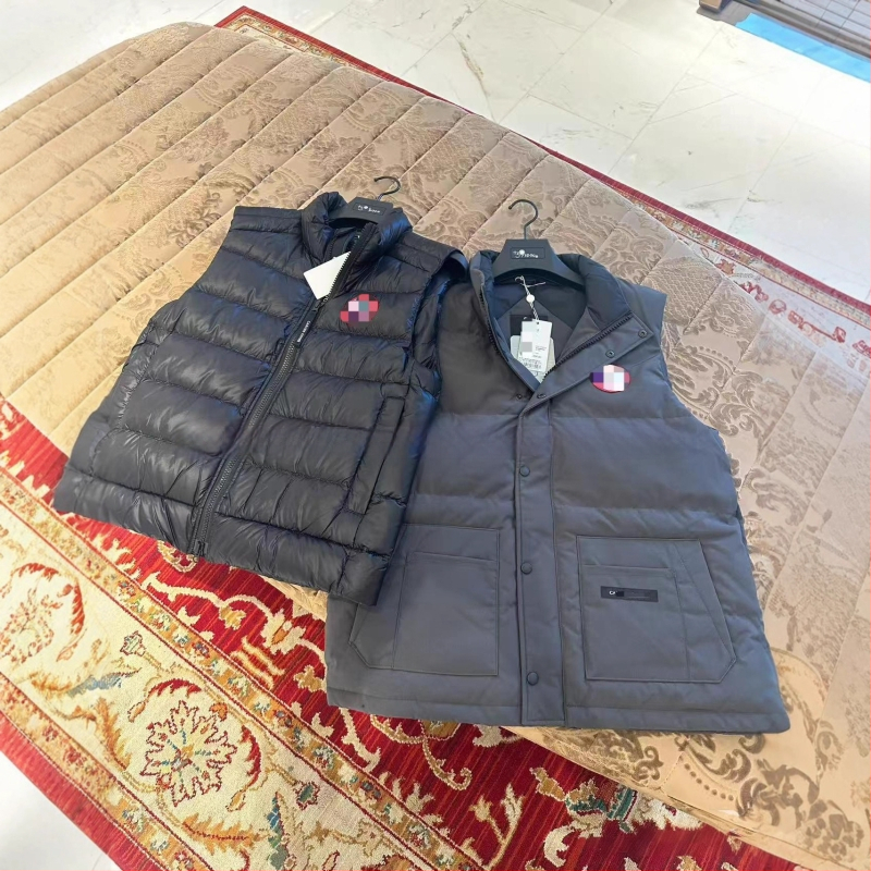 Férfi vastag töltésű pehely-pamut mellény, laza szabás, téli meleg, kapucni nélküli, acetát anyag