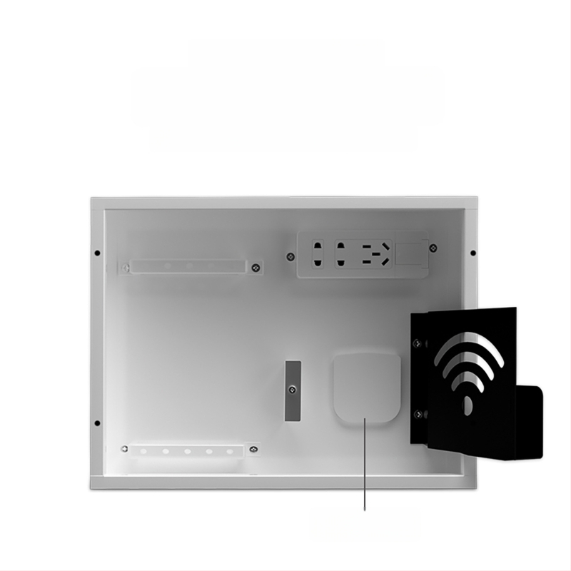 Cutie încastrată pentru joasă tensiune, cu modul multimedia pentru fibră optică, pentru utilizare în interior. Brand Minaem/Monsan. Carcasă și capac din ABS.