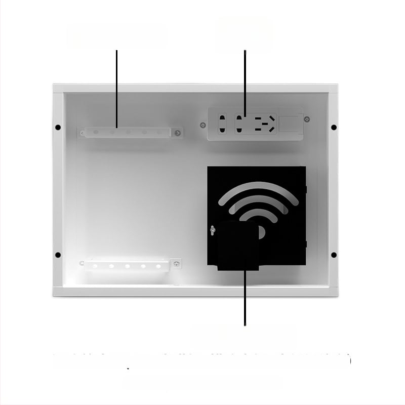 Cutie încastrată pentru joasă tensiune, cu modul multimedia pentru fibră optică, pentru utilizare în interior. Brand Minaem/Monsan. Carcasă și capac din ABS.