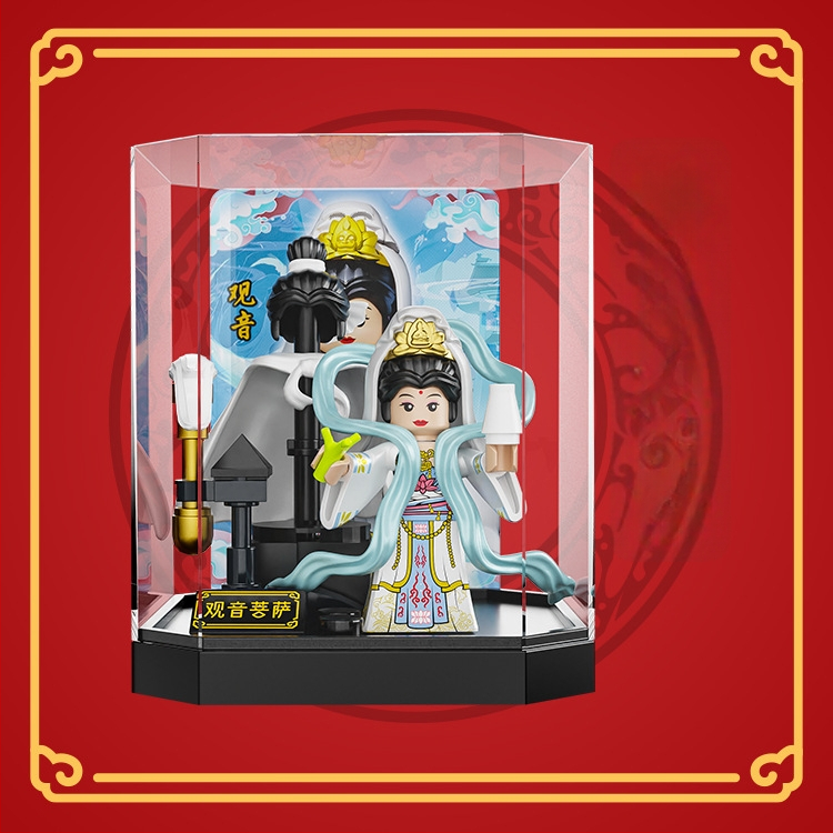 Μίνι φιγούρα κατασκευαστικό σετ Monkey King και Guanyin, ABS πλαστικό, έως 38 τεμάχια, κατάλληλο για ηλικίες 7–14