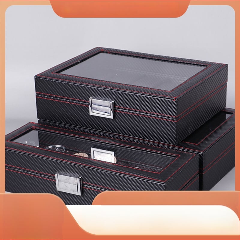 Κουτί ρολογιών από ανθρακονήματα και PU δέρμα — συνθετικά υλικά; θήκη αποθήκευσης ανθεκτική στη σκόνη; κουτί συσκευασίας; προέλευση Κίνα (Jinhua, Zhejiang); κωδικός προϊόντος 2018082901