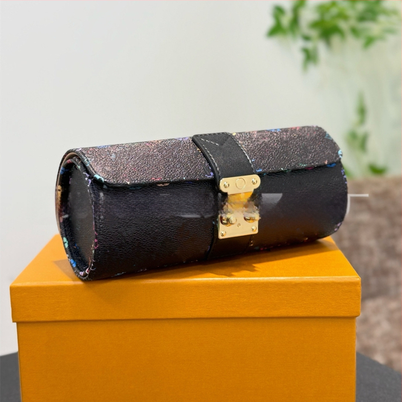 Цилиндрично оформена кутия за часовници и бижута от износоустойчива кожа, луксозен стил, голям капацитет; 100 броя; внос: Не; печат на лого: Не е възможен; персонализация: Не; пуск: Пролет 2025