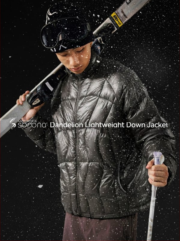 Férfi könnyű pehelykabát, állógalléros, összecsukható, 86–90% pehely, külső nylon