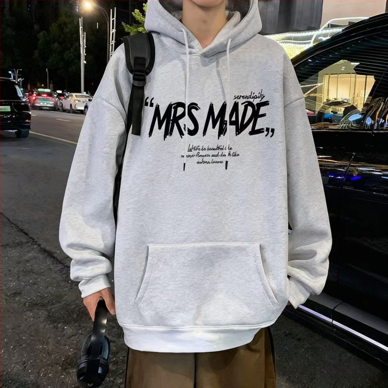 Muški oversize hoodie s kapuljom, pamukova smjesa, fleece podstava, labav kroj, svakodnevni kampus stil