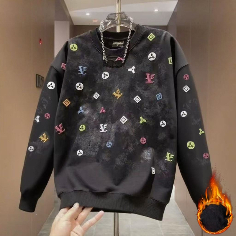 Muški premium sweatshirt s tie-dye uzorkom, okrugli izrez, dugi rukavi, slim fit, jesen 2024