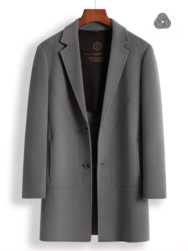 Двустранно вълнено палто, корейски стил, свободна кройка, еднобортно закопчаване, без колан, странични джобове, едноцветен модел, есен 2023