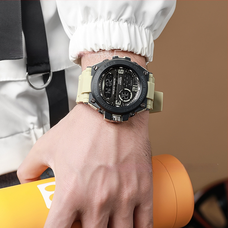 Ψηφιακό αθλητικό ρολόι με φωτιζόμενο χρονογράφο και ξυπνητήρι, αδιάβροχο μέχρι 10 μ., καντράν 43 mm, λουρί TPU, ηλεκτρονικός μηχανισμός