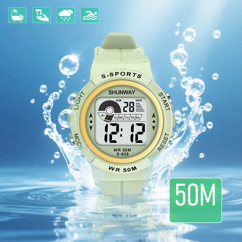 Shengwei Παιδικός ηλεκτρονικός ρολόι με νυχτερινό φωτισμό για μαθητές — αδιάβροχος μέχρι 50 μ, ψηφιακή οθόνη, λουρί TPU