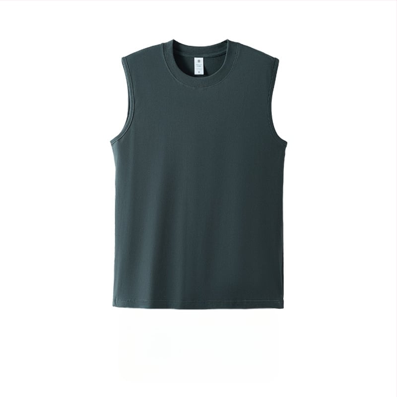 Sporta veste bez piedurknēm no kokvilnas – vienkrāsaina, brīvs griezums, biezs audums