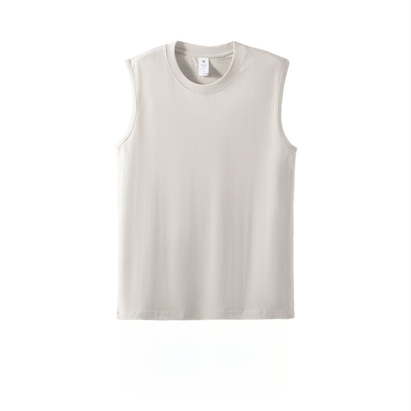 Sporta veste bez piedurknēm no kokvilnas – vienkrāsaina, brīvs griezums, biezs audums