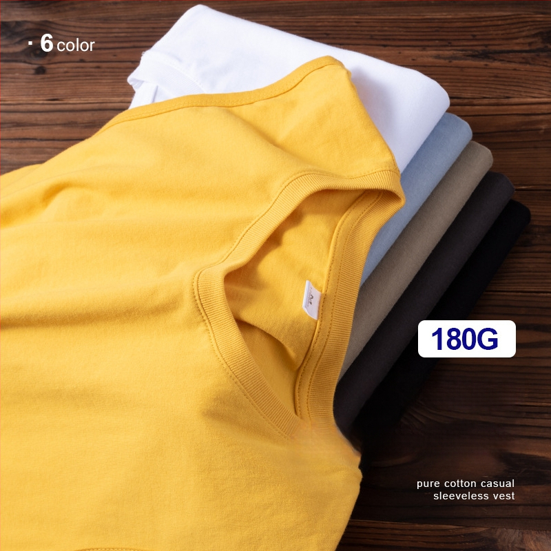 Vīriešu brīvi piegriezta kokvilnas T-krekls bez piedurknēm, 100% kokvilna, apaļš gals, vasara