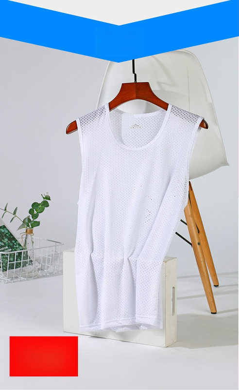 Sietiņveida bez piedurknēm sporta veste, brīvs piegriezums, ice-silk audums, vasara, poliesters 95%