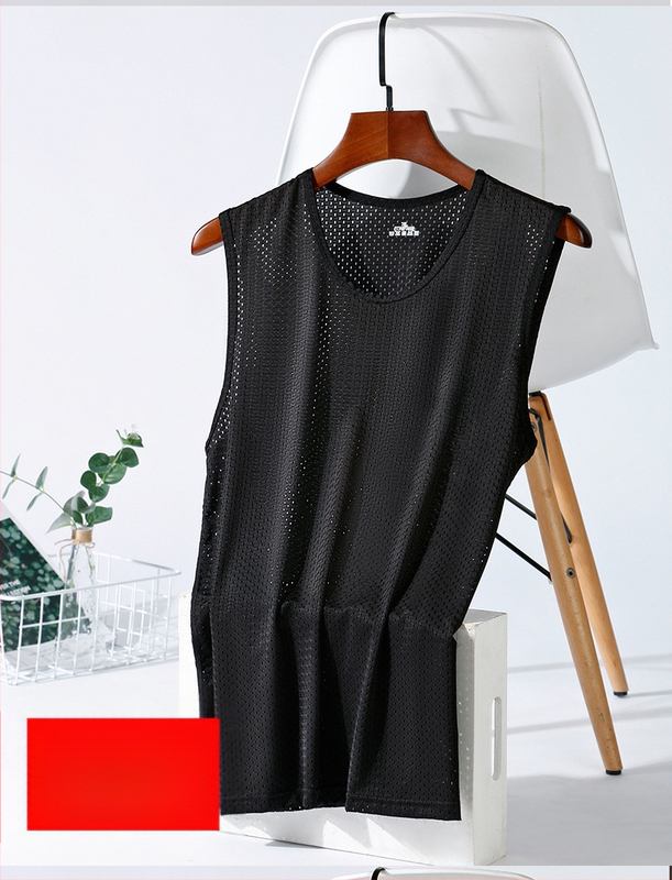 Sietiņveida bez piedurknēm sporta veste, brīvs piegriezums, ice-silk audums, vasara, poliesters 95%