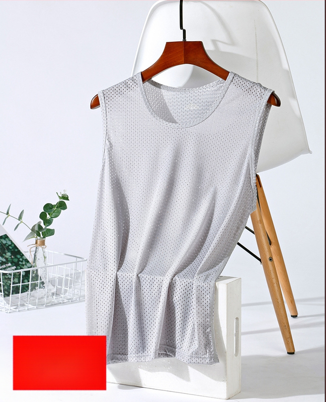 Sietiņveida bez piedurknēm sporta veste, brīvs piegriezums, ice-silk audums, vasara, poliesters 95%