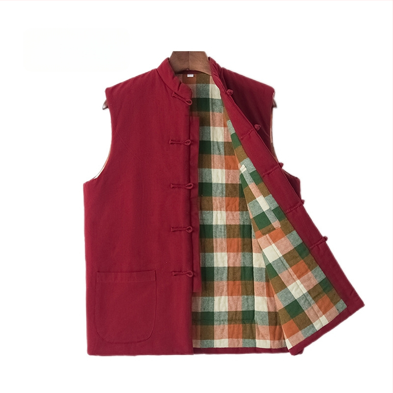 Pamut töltött mellény kínai stílusban, laza szabás, vastag pamut töltet, pamut főanyag