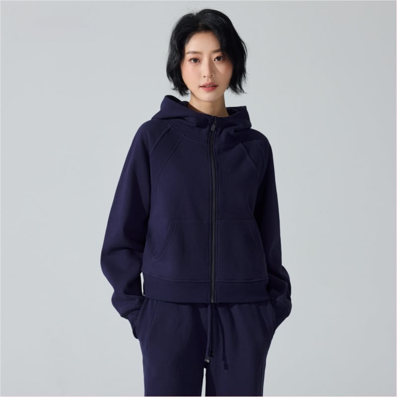 Дамски суитшърт с цип, дълги ръкави, свободна кройка, дължина до талия, памук-полиестер смесена тъкан, запазва топлината