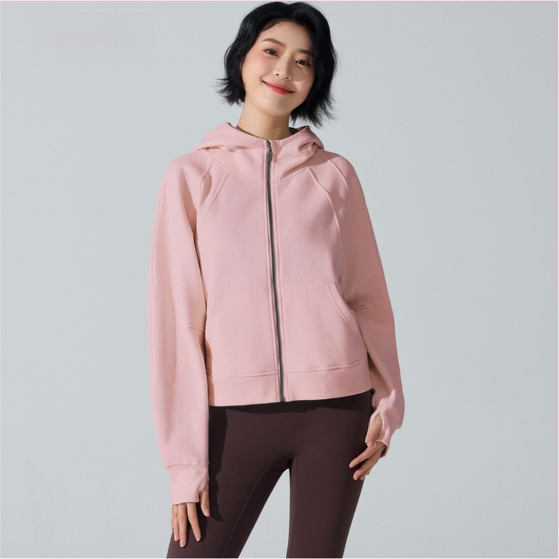 Дамски суитшърт с цип, дълги ръкави, свободна кройка, дължина до талия, памук-полиестер смесена тъкан, запазва топлината